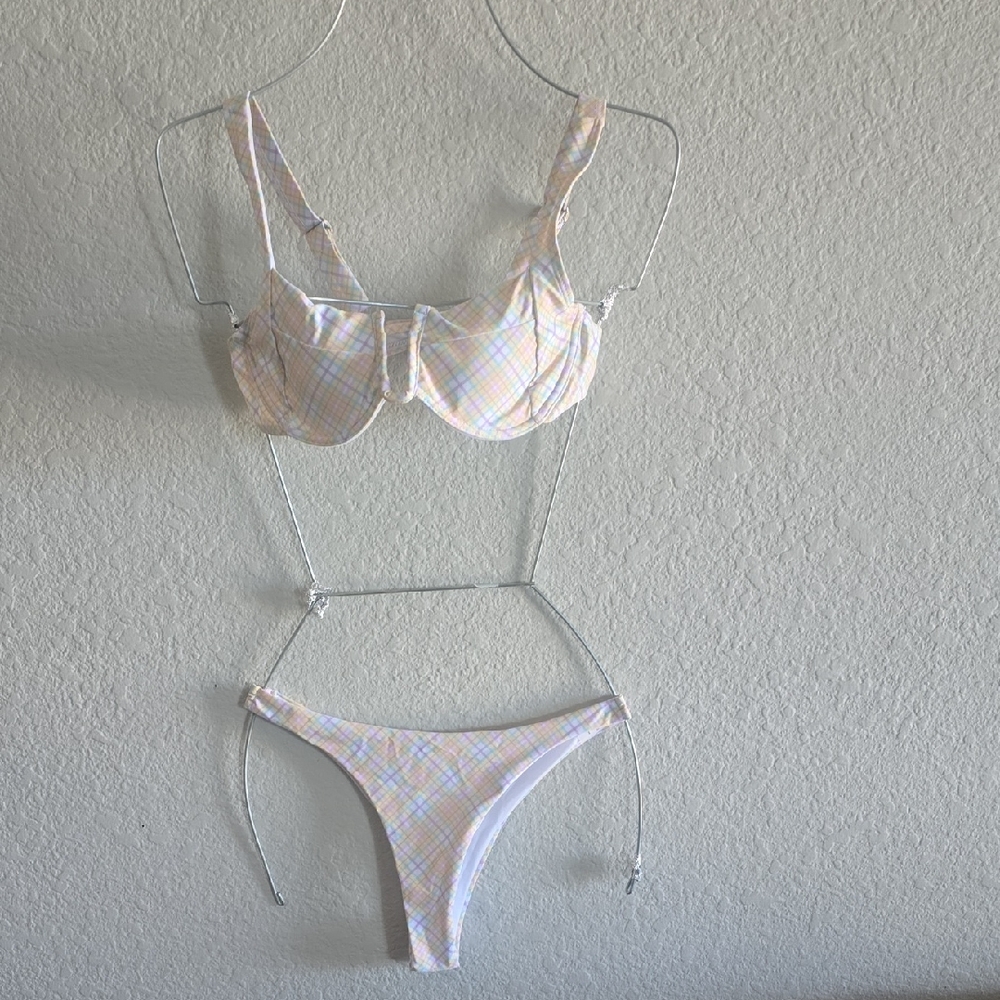 Pastel Plaid Two-Piece Bikini Set